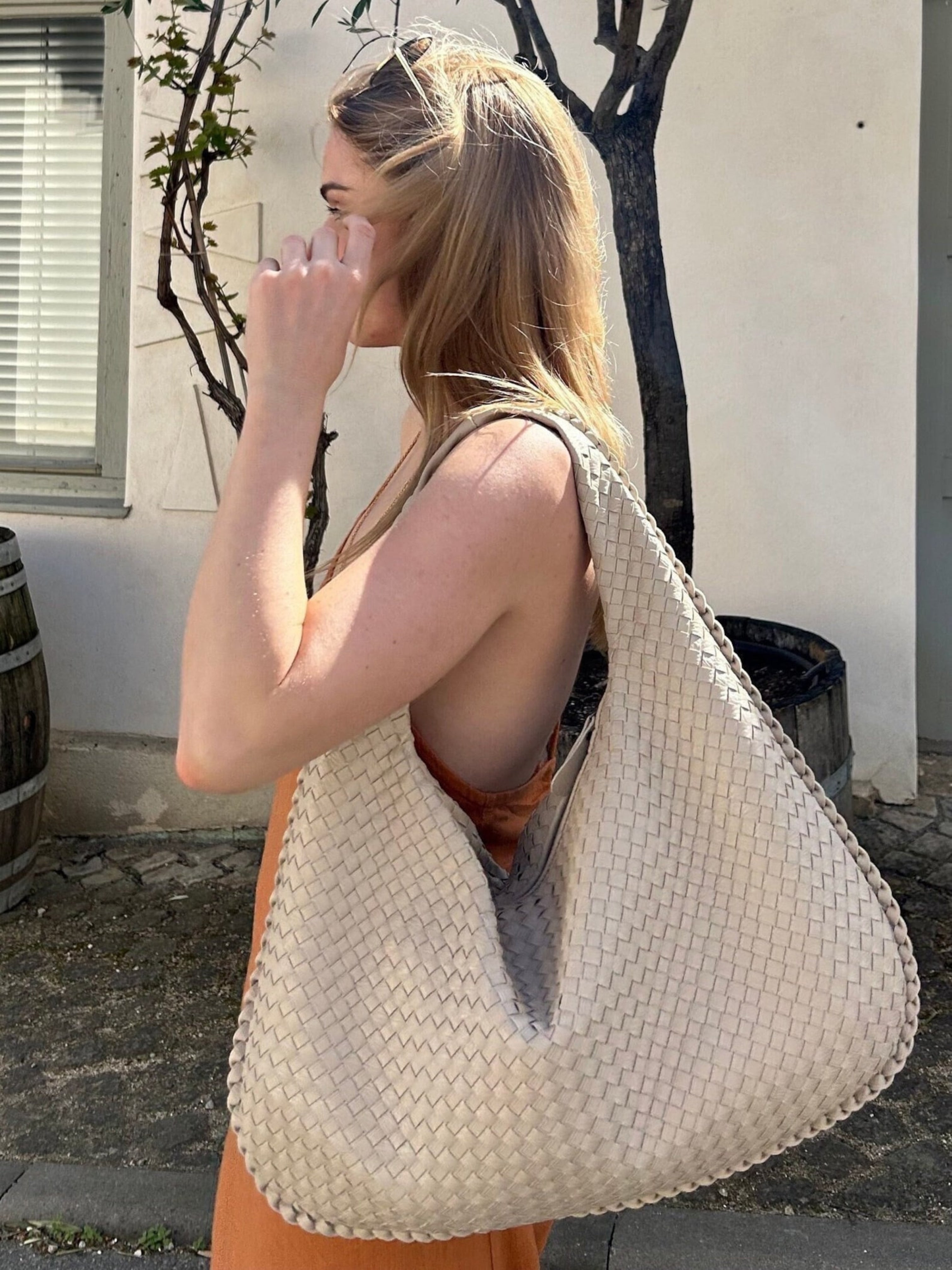 Ava | Oversized gevlochten tote bag