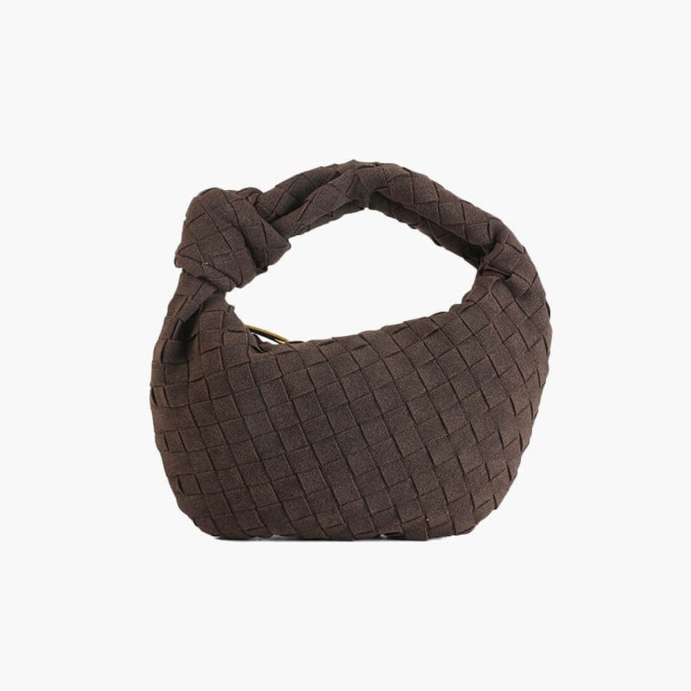 Suède Mini Tas met Gevlochten Structuur en Knoophandvat