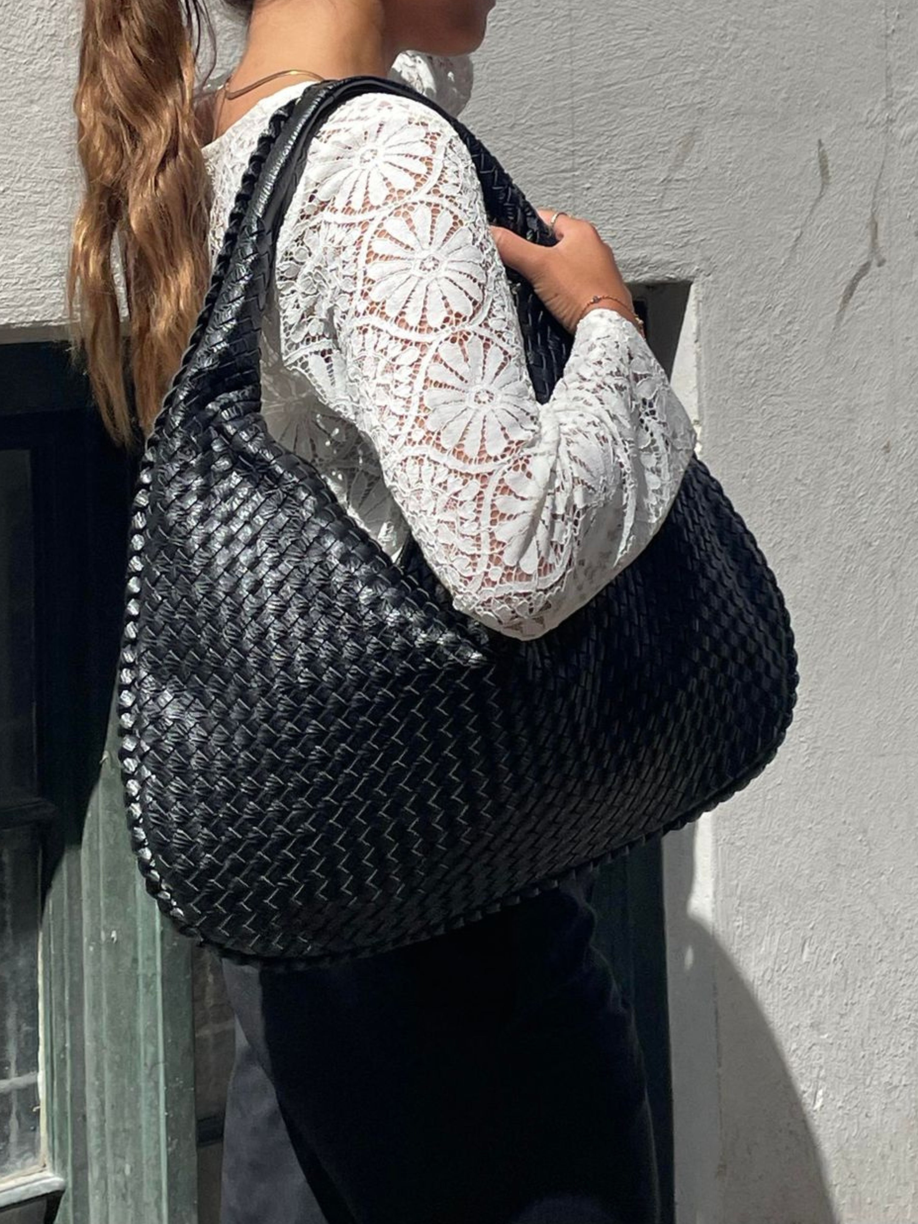 Ava | Oversized gevlochten tote bag