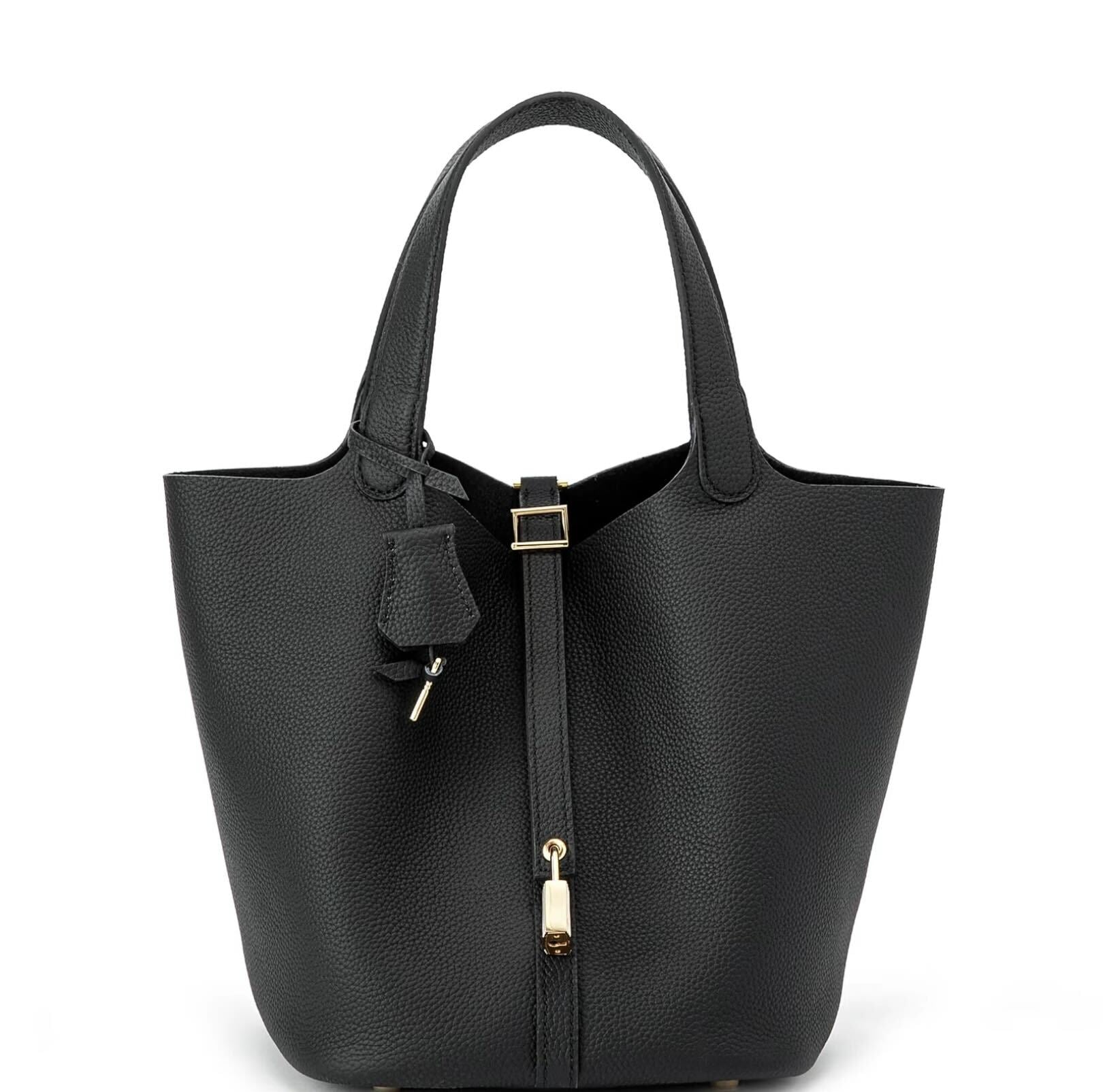 Echte Leren Tote Tas met Padlock‑Sluiting