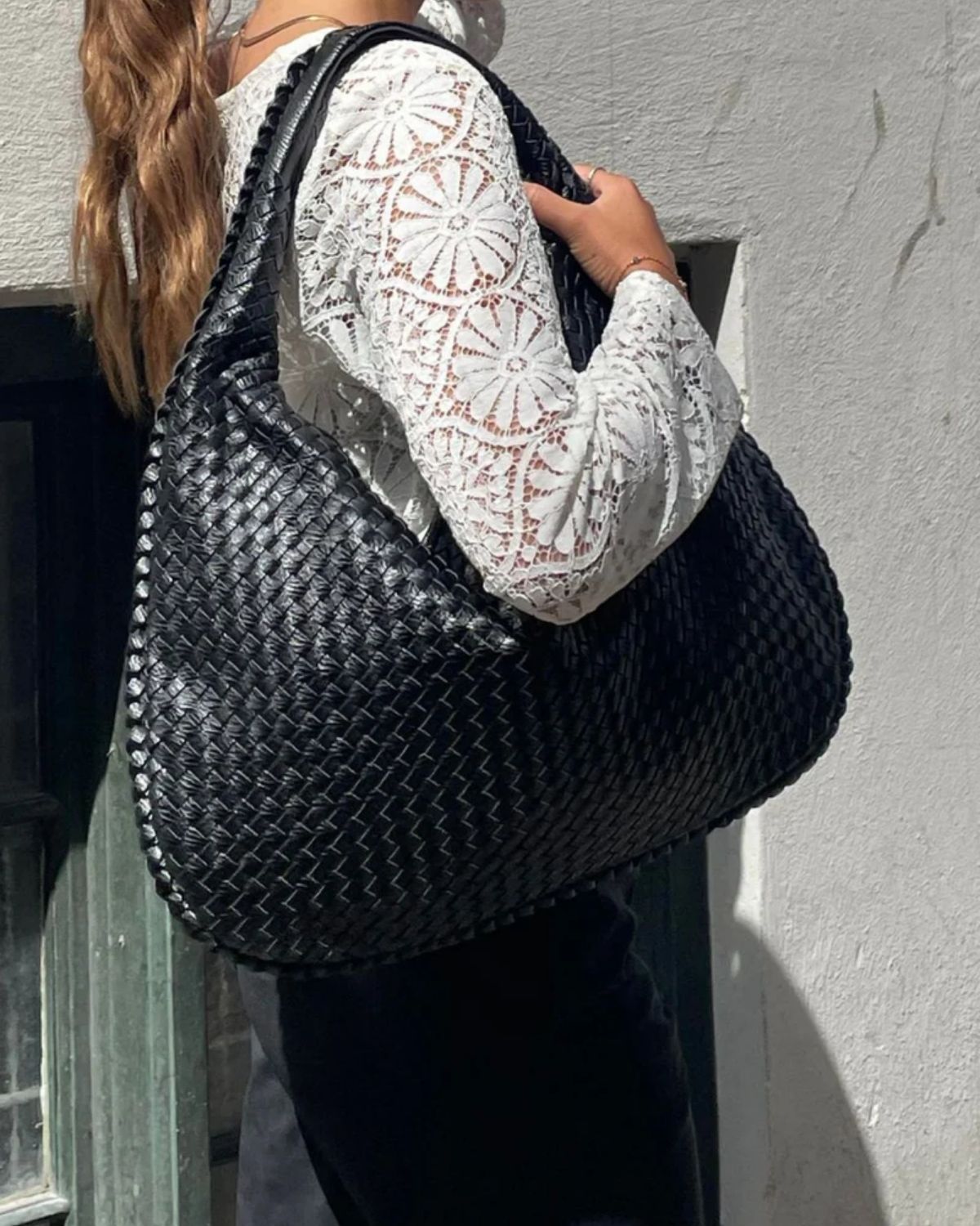 Ava | Oversized gevlochten tote bag