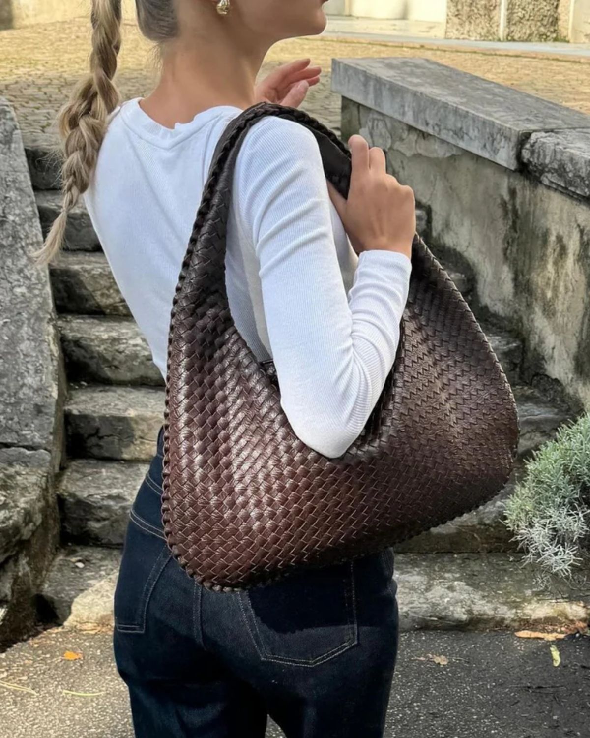 Ava | Oversized gevlochten tote bag