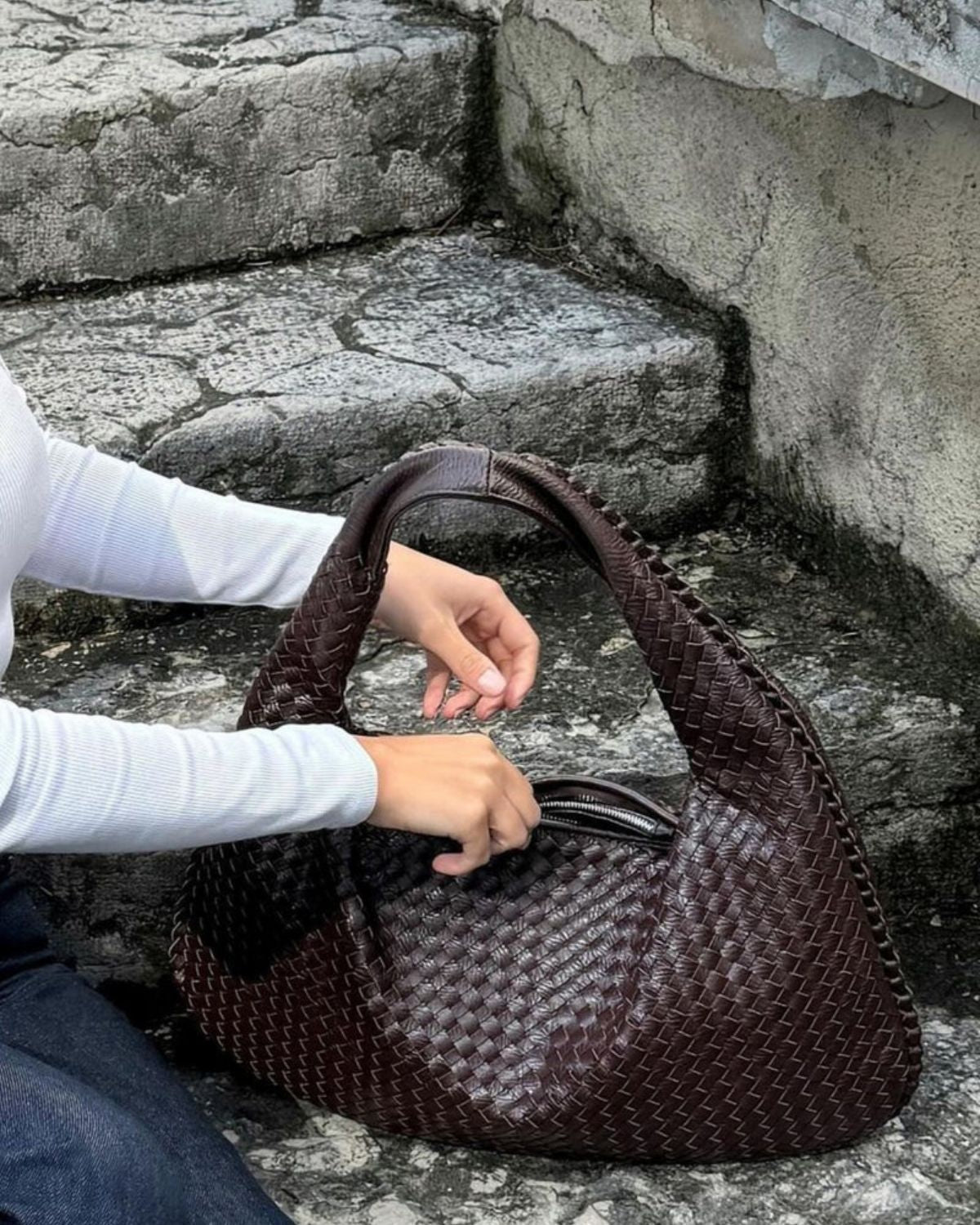Ava | Oversized gevlochten tote bag