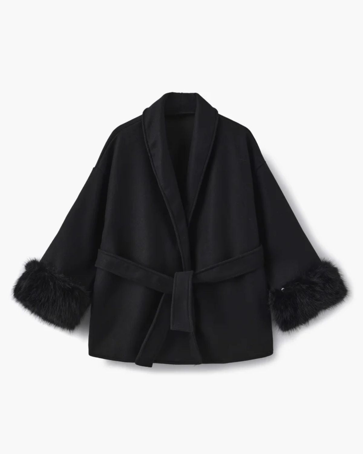 Grace | Luxe Wollen Jas met Vossenbont