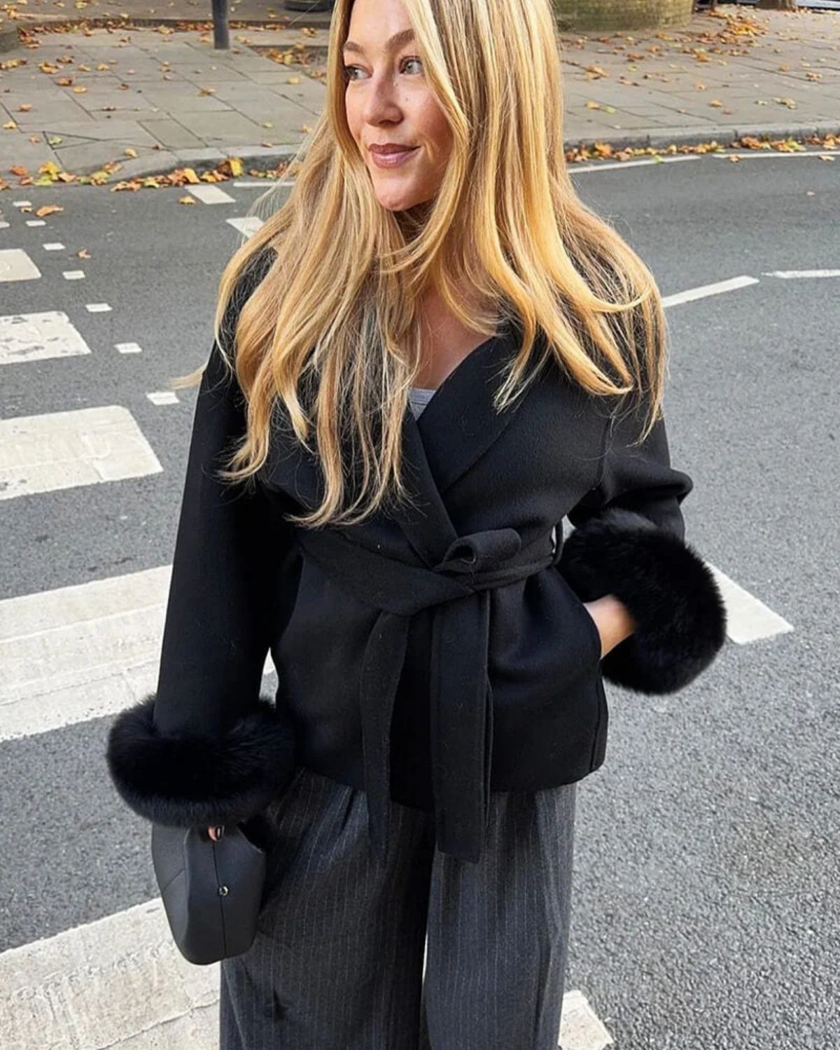 Grace | Luxe Wollen Jas met Vossenbont