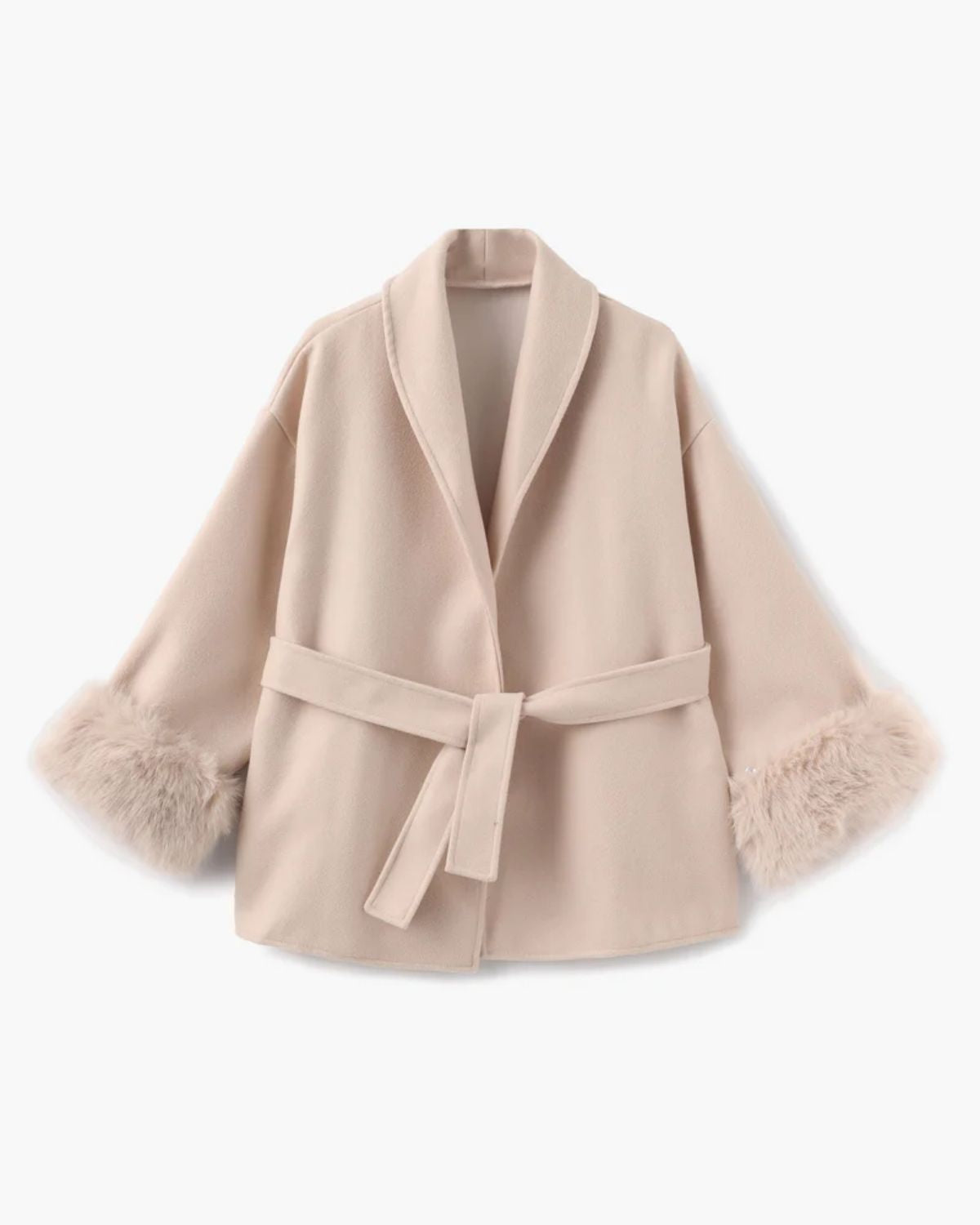 Grace | Luxe Wollen Jas met Vossenbont