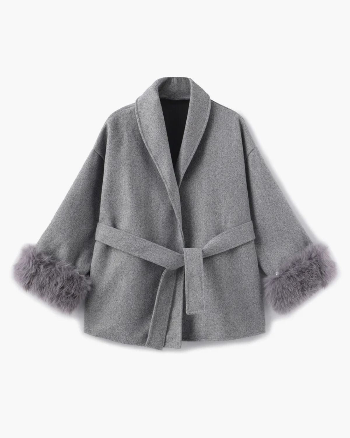 Grace | Luxe Wollen Jas met Vossenbont