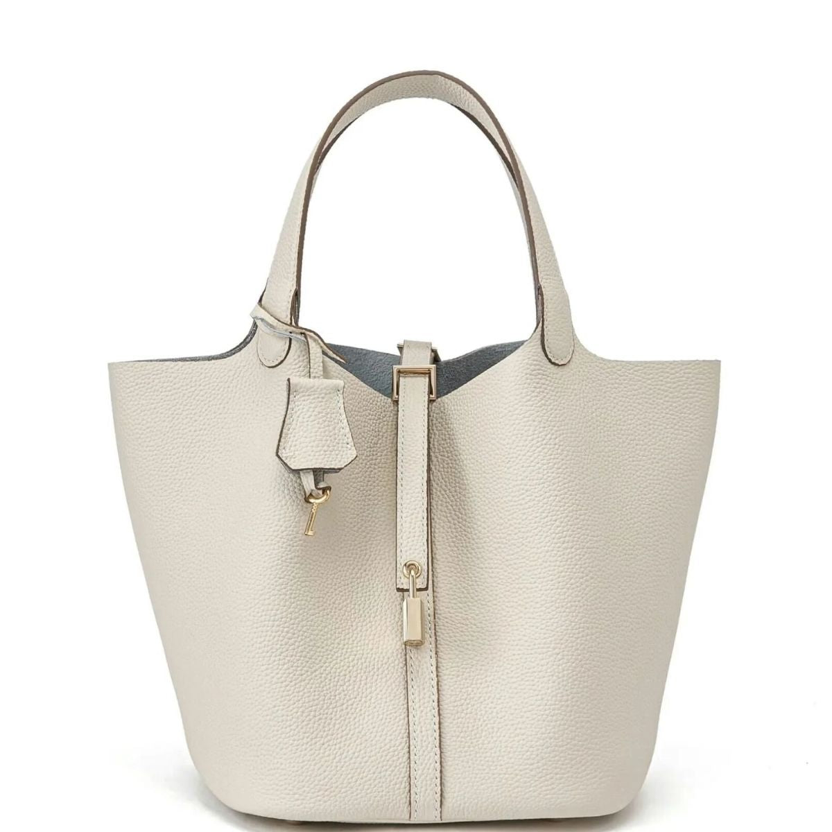 Echte Leren Tote Tas met Padlock‑Sluiting