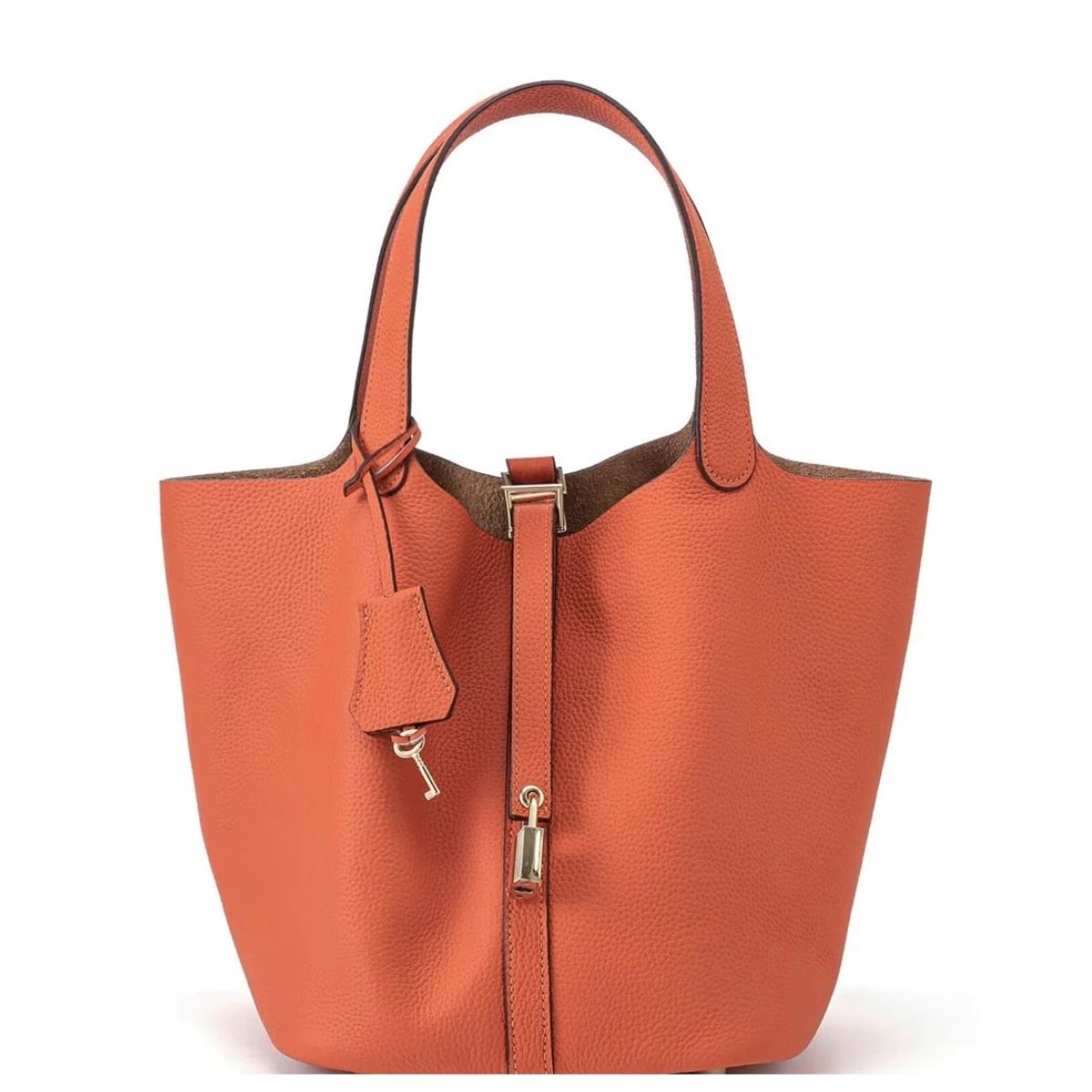 Echte Leren Tote Tas met Padlock‑Sluiting