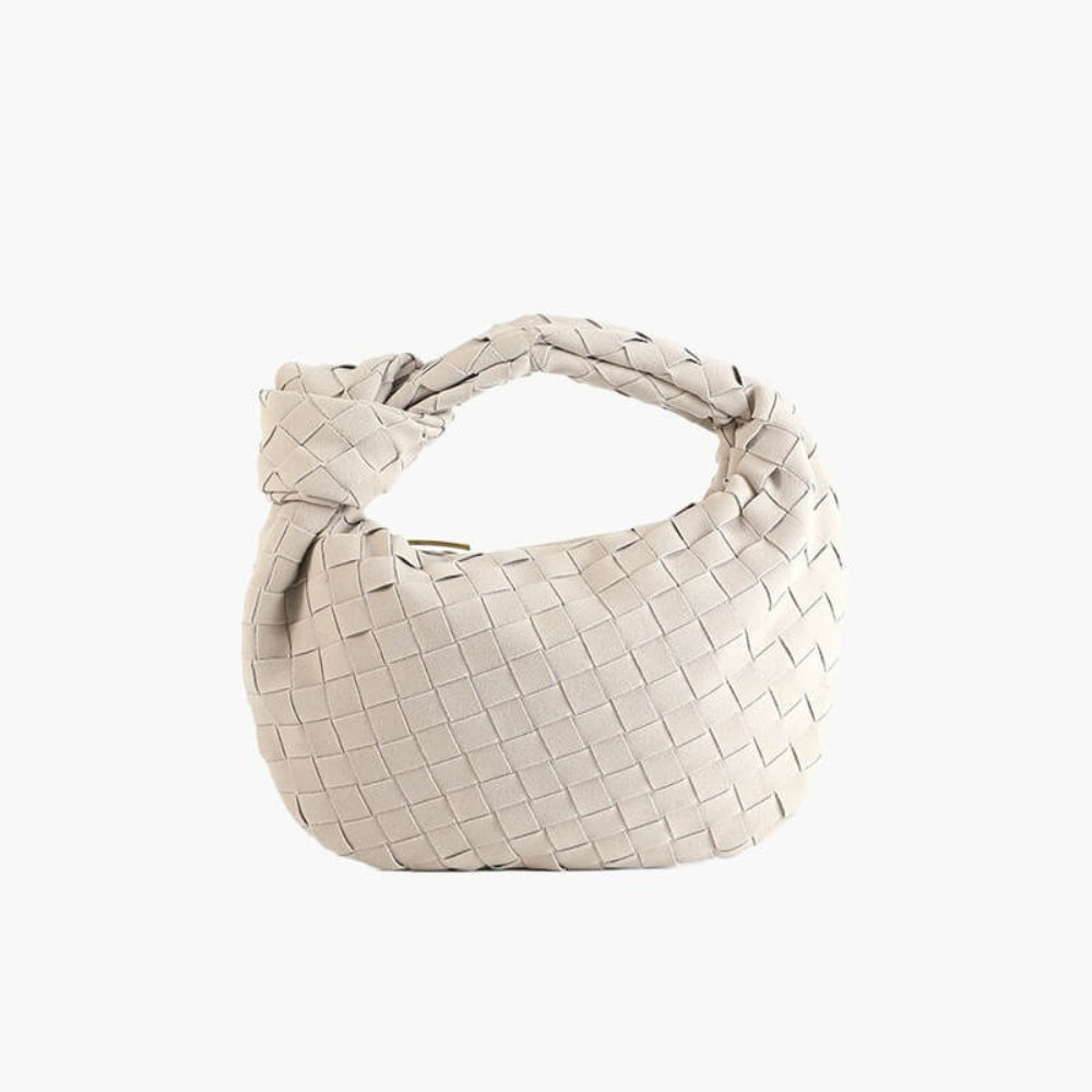 Suède Mini Tas met Gevlochten Structuur en Knoophandvat