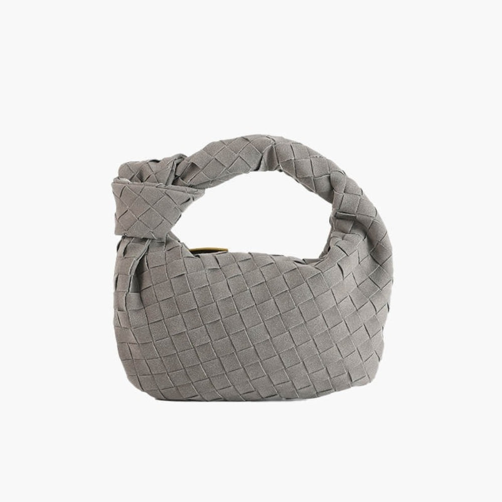 Suède Mini Tas met Gevlochten Structuur en Knoophandvat