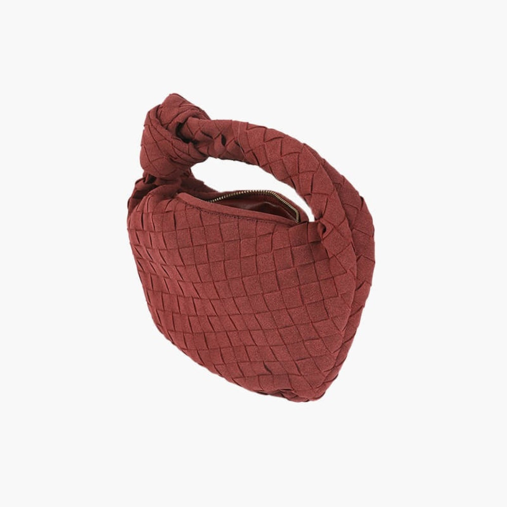 Suède Mini Tas met Gevlochten Structuur en Knoophandvat