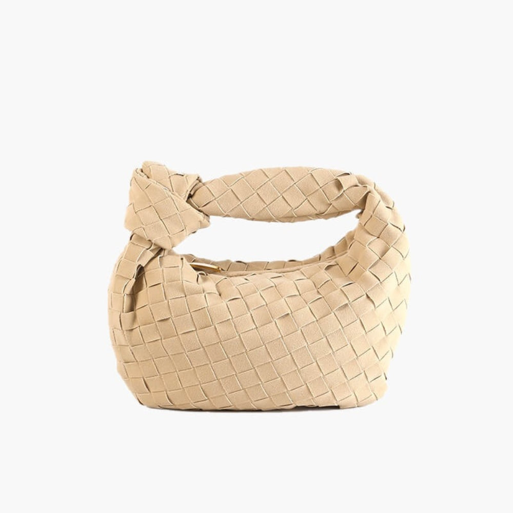 Suède Mini Tas met Gevlochten Structuur en Knoophandvat