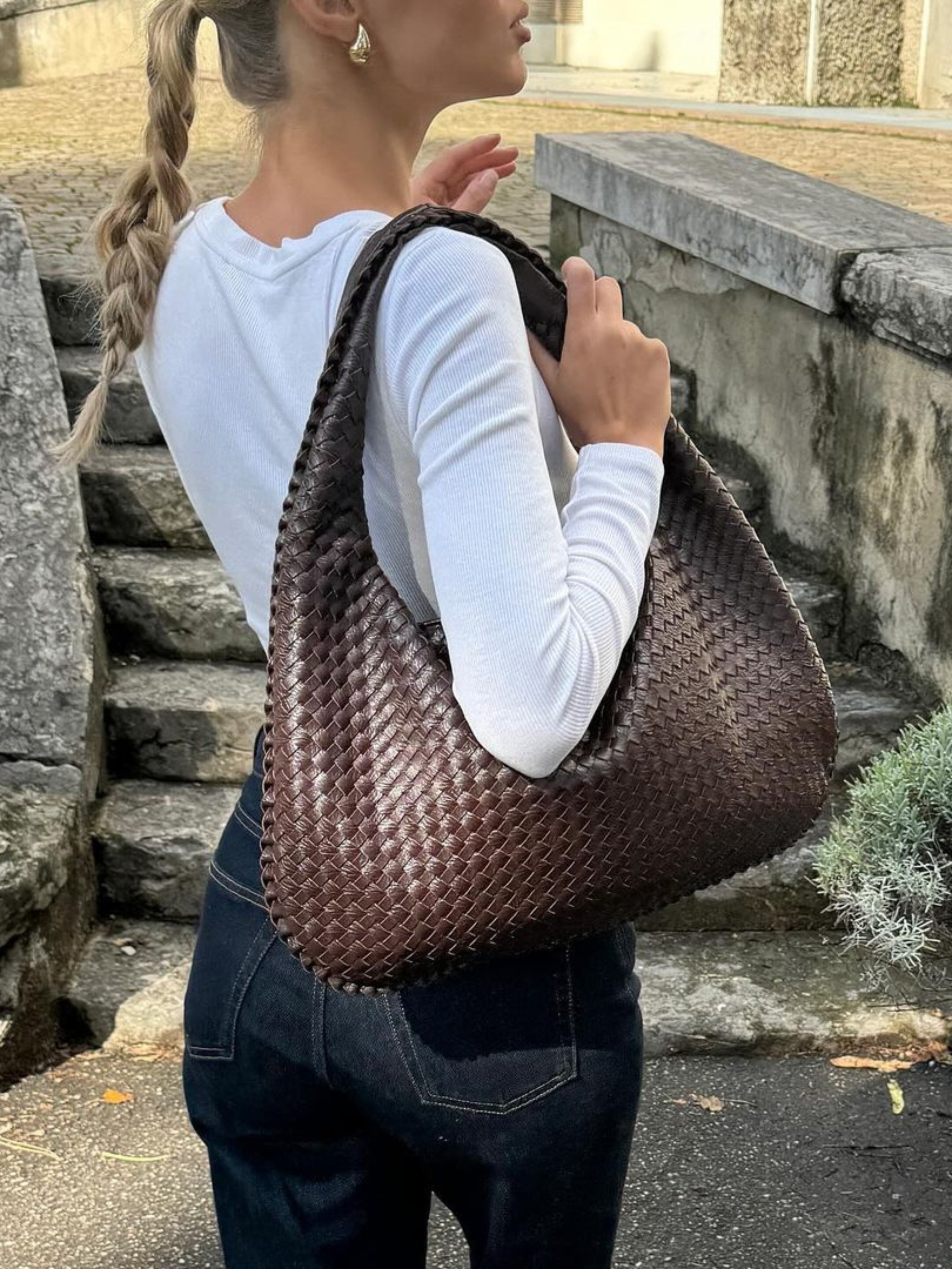 Ava | Oversized gevlochten tote bag