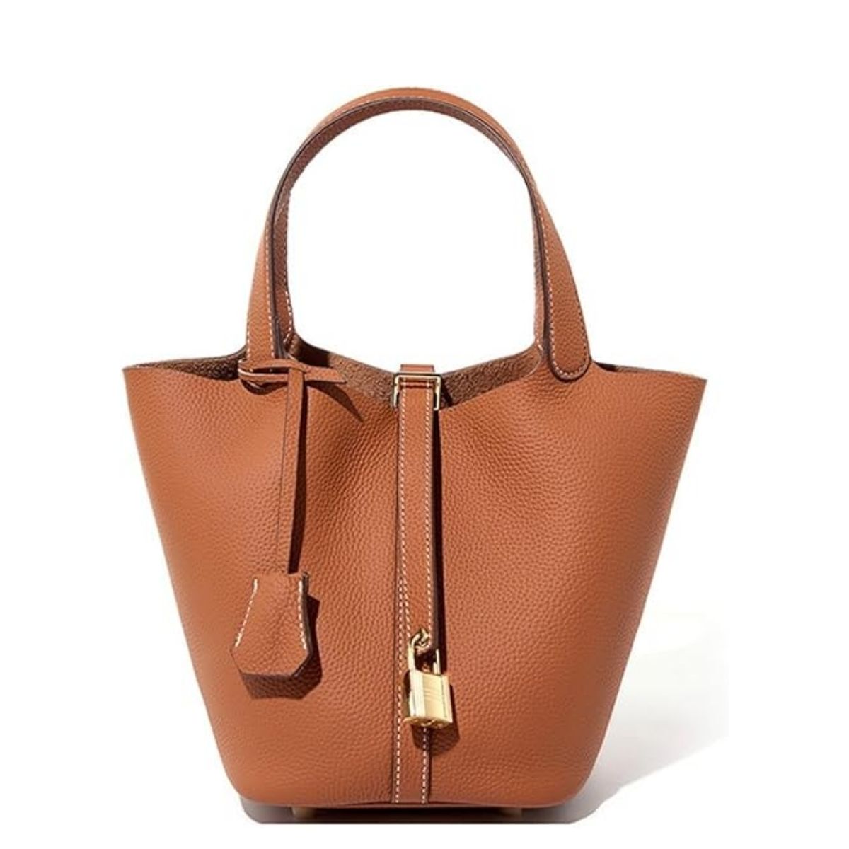 Echte Leren Tote Tas met Padlock‑Sluiting
